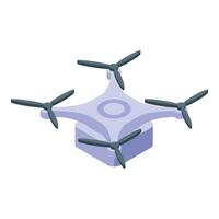 Modern drone flying with four propellers isometric view vector