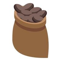Full burlap sack overflowing with coffee beans vector