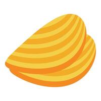Two potato chips overlapping creating a striped pattern vector