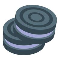 Stack of black cookies with purple filling isometric view vector