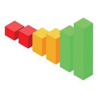 Colorful bar chart showing growing business success with isometric perspective vector