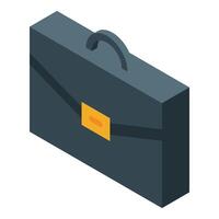 Black briefcase closed isometric view vector