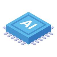 Blue ai microchip representing artificial intelligence technology vector