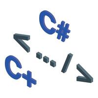 C sharp programming language signs floating in digital space vector