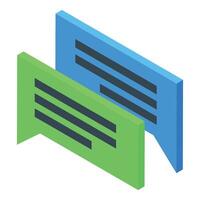 Two speech bubbles representing online communication in isometric view vector
