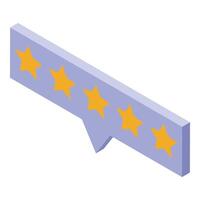 Purple speech bubble showing five star rating for customer satisfaction vector