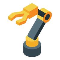 Mechanical robot arm holding something with three fingers vector