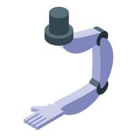Robotic arm holding cylinder object isometric view vector