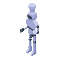 Humanoid robot chef wearing a toque is preparing food vector