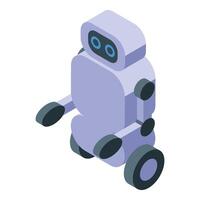 Isometric icon of a robot moving on wheels vector