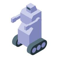 Military robot patrolling with laser eyes isometric view vector