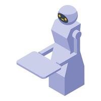 Humanoid robot holding empty tray isometric view vector