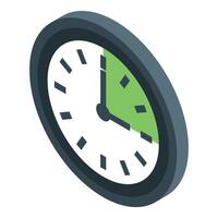 Clock face showing quarter past with green section in isometric view vector