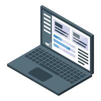 Laptop showing business analytics dashboard with charts and data vector