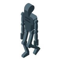 Gray robot walking in isometric style vector