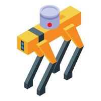 Yellow robot dog walking with modern sensors isometric view vector