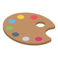 Wooden palette holding colorful blobs of paint for an artist to create artwork vector