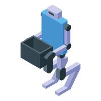 Delivery robot holding open box isometric view vector