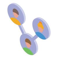 Network connecting people with lines and avatars isometric illustration vector