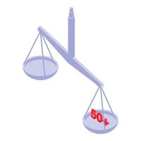 Balance scale comparing 50 plus age group with empty scale pan vector