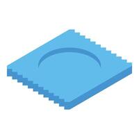 Blue condom wrapper lying on white background vector