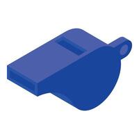 Blue whistle blowing isometric object projecting sound vector