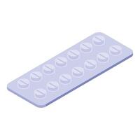 Blister pack containing round white pills lying on white background vector