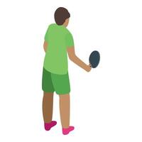 Young man playing ping pong serving with paddle vector