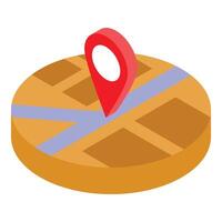 Gps navigation app showing route on waffle map for food delivery vector