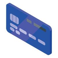 Blue credit card lying on white background isometric view vector