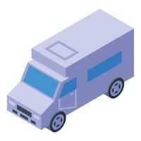 Camper van parked with open door isometric view vector