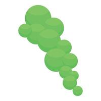 Green round bubbles floating up in the air forming a trail vector
