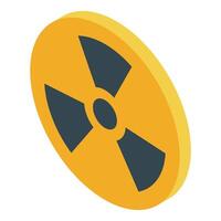 Yellow round sign showing radioactive symbol isometric icon vector