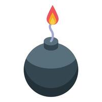Round bomb burning with short fuse is about to explode vector
