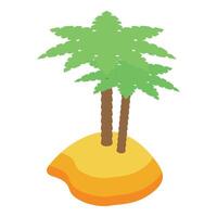 Two palm trees growing on a desert island vector