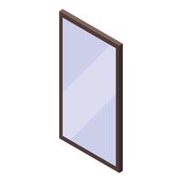 Big vertical mirror with wooden frame isometric icon vector