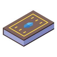 Magic book with blue gem for fantasy rpg game interface vector