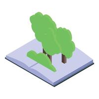 Open book growing green trees for environment protection concept vector