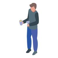 Bartender preparing cocktail using jigger and shaker isometric illustration vector