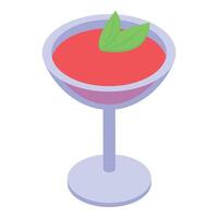 Red cocktail with green garnish standing on white background vector