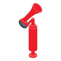 Red manual air horn making loud sound isometric view vector