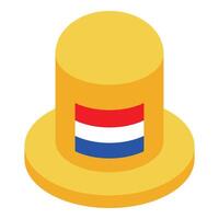 Yellow push pin showing netherlands flag location vector
