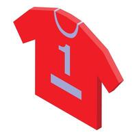 Red t shirt with number one representing sport team uniform isometric icon vector