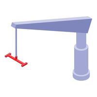 Harbor crane lifting cargo container in isometric view vector