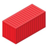 Red shipping container standing up in isometric view vector
