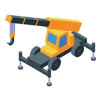 Mobile crane standing on support arms is ready for work vector