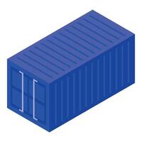 Blue cargo shipping container standing up in isometric view vector