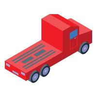 Red empty platform truck isometric view vector