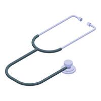 Stethoscope lying on table in hospital room vector