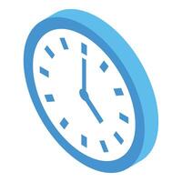 Blue clock face telling time in isometric view vector
